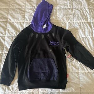 Black and Purple Hoodie with Geometric Pocket